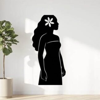 Sticker autocollant Femme tahitienne debout avec fleur de tiare dans les cheveux décoration decostickerstore - HK4P8T
