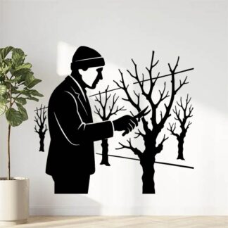 Sticker autocollant tailleur avec un bonnet, de rang de CEPS DE VIGNE palisses EN HIVER décoration decostickerstore - L4NEBG