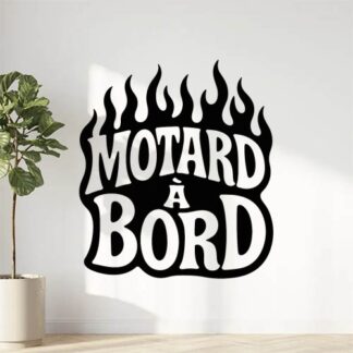 Sticker autocollant Texte flammes stylé 70’s : Motard à bord décoration decostickerstore - MK5FJE