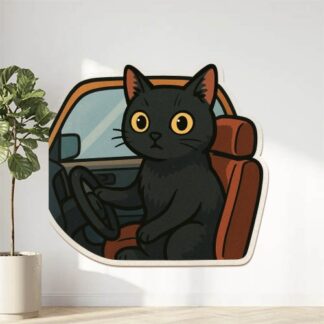 Autocollant un chat noir comme s'il était assis à l'intérieur d'un véhicule décoration decostickerstore - MP2P7L