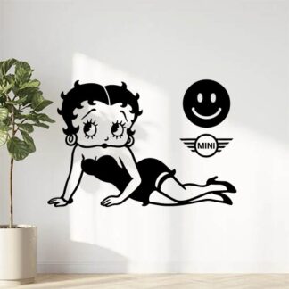 Sticker autocollant betty boop allongée côté gauche et stickers arrondi côté droit + logo mini décoration decostickerstore - NNL8GU