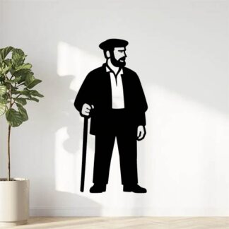 Sticker autocollant berger provençal DEBOUT avec un béret et une chemise décoration decostickerstore - NOUHMU