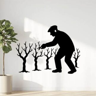 Sticker autocollant ENCORE UN AUTRE tailleur de rang de 4 ceps de vigne AVEC UN BERET BASQUE en hiver décoration decostickerstore - NPYI8N