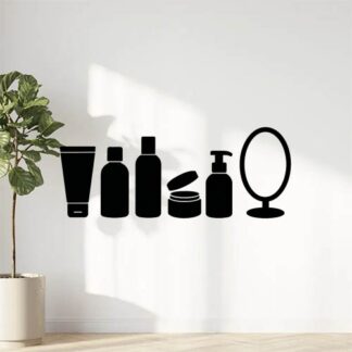 Sticker autocollant 6 produits cosmétiques et miroir sur une même ligne décoration decostickerstore - OWVFOE