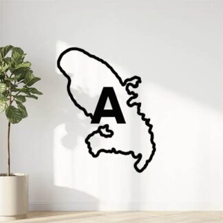 Sticker autocollant contour vide de la carte de la Martinique avec la lettre A pleine au milieu décoration decostickerstore - Q8Q2FS