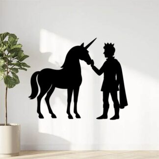Sticker autocollant Une licorne et un prince décoration decostickerstore - REHAEA