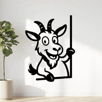 Sticker autocollant Un autocollant d'un bouc amusant sortant d'un coin. décoration decostickerstore - RYF8VP