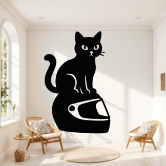 Sticker autocollant Chat noir pour casque moto décoration decostickerstore - SYLWDI