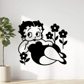 Sticker autocollant betty boop allongée avec fleurs et en rondeur décoration decostickerstore - TCYVJD