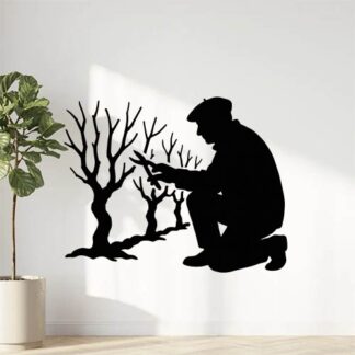 Sticker autocollant ENCORE UN AUTRE DIFFERENT tailleur de rang de ceps de vigne AVEC UN BERET BASQUE en hiver décoration decostickerstore - VF2MML