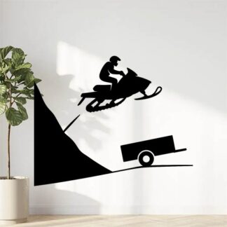 Sticker autocollant Snowscooter qui saute dans la montagne pour remorque. décoration decostickerstore - VHKIWI