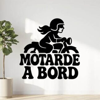 Sticker autocollant Texte stylé 70’s : Motarde à bord décoration decostickerstore - Y2PLXT