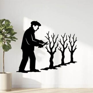 Sticker autocollant UN AUTRE tailleur de rang de 4 ceps de vigne AVEC UN BERET BASQUE en hiver décoration decostickerstore - ZCFHVD