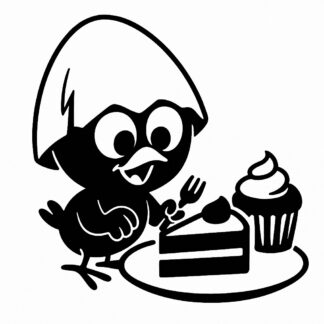 Sticker autocollant Calimero aime les gâteaux. décoration decostickerstore - 8IMGLX