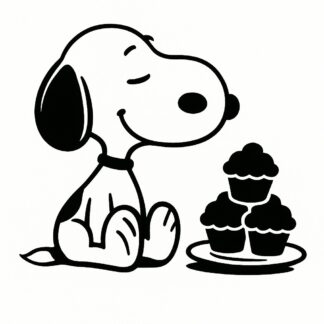 Sticker autocollant Snoopy aime les gâteaux décoration decostickerstore - XYGTNF