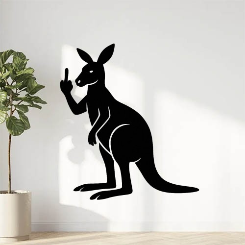 Sticker autocollant kangourou entier montre le doigt majeur avec sa main droite décoration decostickerstore – AZ6Q9G