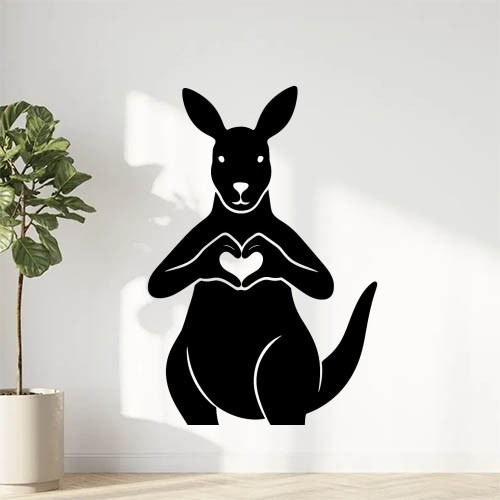 Sticker autocollant kangourou fait cœur avec doigts décoration decostickerstore – RRCQYT