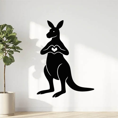 Sticker autocollant kangourou debout entier fait cœur avec doigts décoration decostickerstore – X4GOX1