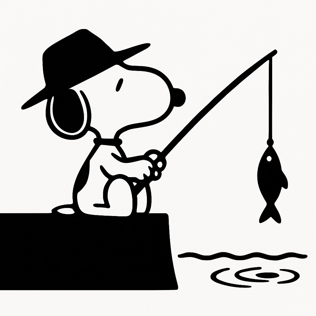 Sticker autocollant Snoopy à la pêche décoration decostickerstore – RMBQVZ