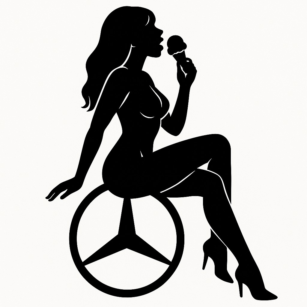 Sticker autocollant une fille sexy qui mange une glace sur le logo Mercedes décoration decostickerstore – KT8WZP
