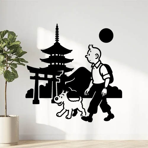 Sticker autocollant Tintin et Milou au Japon décoration decostickerstore – JRDUJY